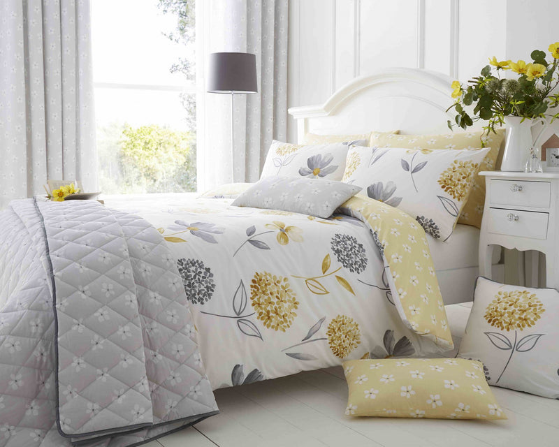 Caroline Lemon Double Duvet Cover Set