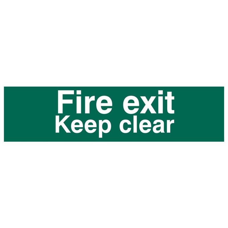 Scan Fire Exit Keep Clear Text Only - PVC Sign 200 x 50mm Scan - RockBottom Nothampton