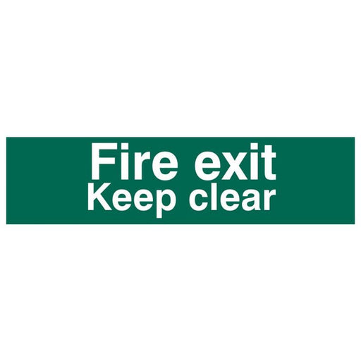 Scan Fire Exit Keep Clear Text Only - PVC Sign 200 x 50mm Scan - RockBottom Nothampton