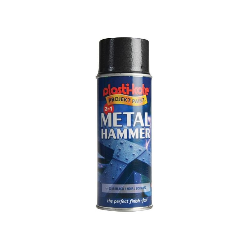 Plastikote Metal Paint Hammer Spray Black 400ml PlastiKote - RockBottom Nothampton