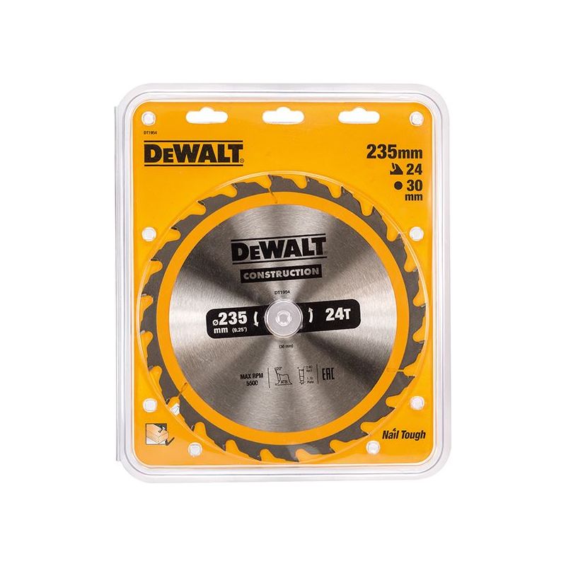 Dewalt Power Tools Portable Construction Circular Saw Blade 235 x 30mm x 24T DeWALT Power Tools - RockBottom Northampton