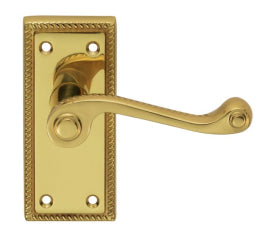 Georgian Lever On Backplate - Latch (Contract Range) - Polished Brass 112 X 48MM