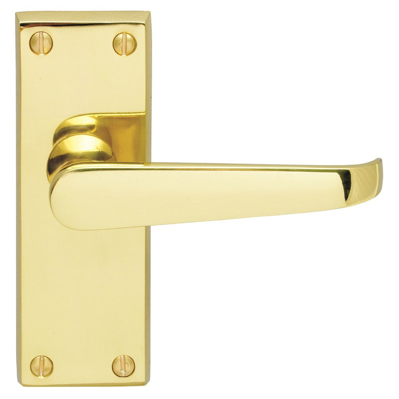 Victorian Straight Lever On Backplate - Latch (Contract Range) - Polished Brass 120MM X 40MM