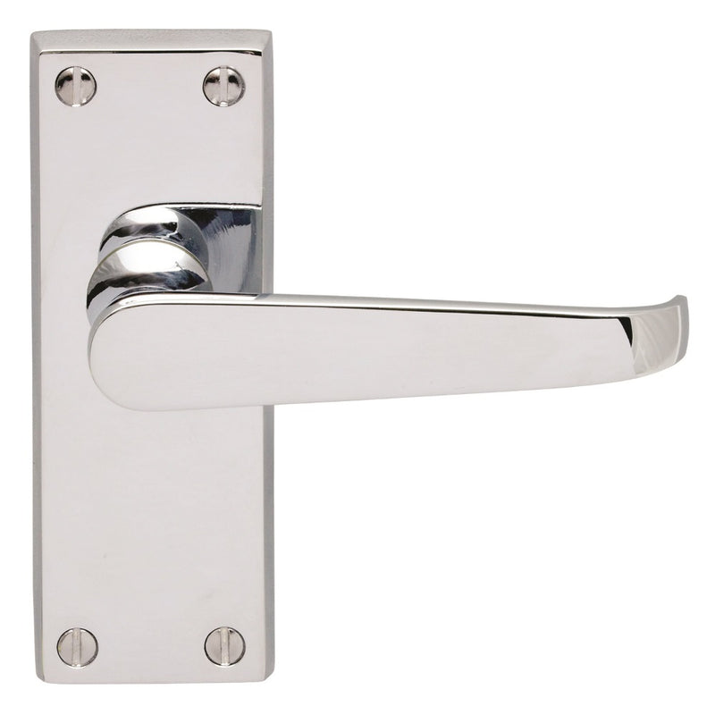 Victorian Straight Lever On Face-Fix Backplate - Latch - Retail Pack - Polished Chrome