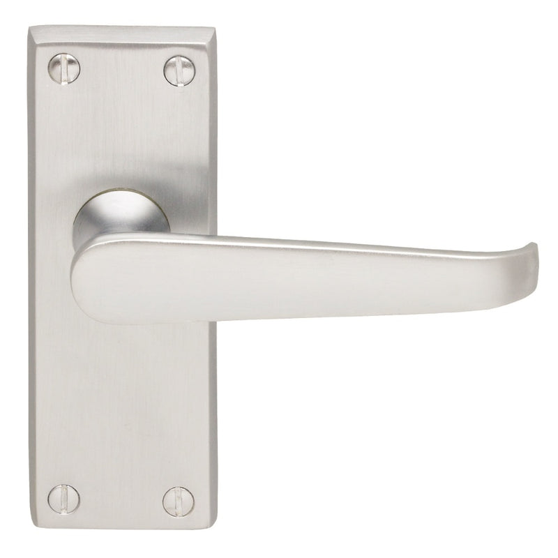 Victorian Straight Lever On Backplate - Latch (Contract Range) - Satin Chrome 120MM X 40MM