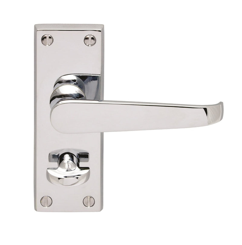 Victorian Straight Lever On Face-Fix Backplate - Privacy - Retail Pack - Polished Chrome