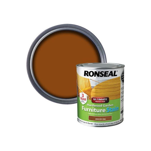 Ronseal Ultimate Protection Hardwood Garden Furniture Stain English Oak 750ml Ronseal - RockBottom Nothampton