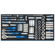 Draper Socket Set in Full Drawer EVA Insert Tray, 1/4", 3/8", and 1/2" (84 Piece Draper - Town Tools 