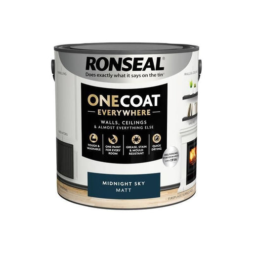 Ronseal One Coat Everywhere Interior Paint Midnight Sky Matt 2.5 litre Ronseal - RockBottom Nothampton