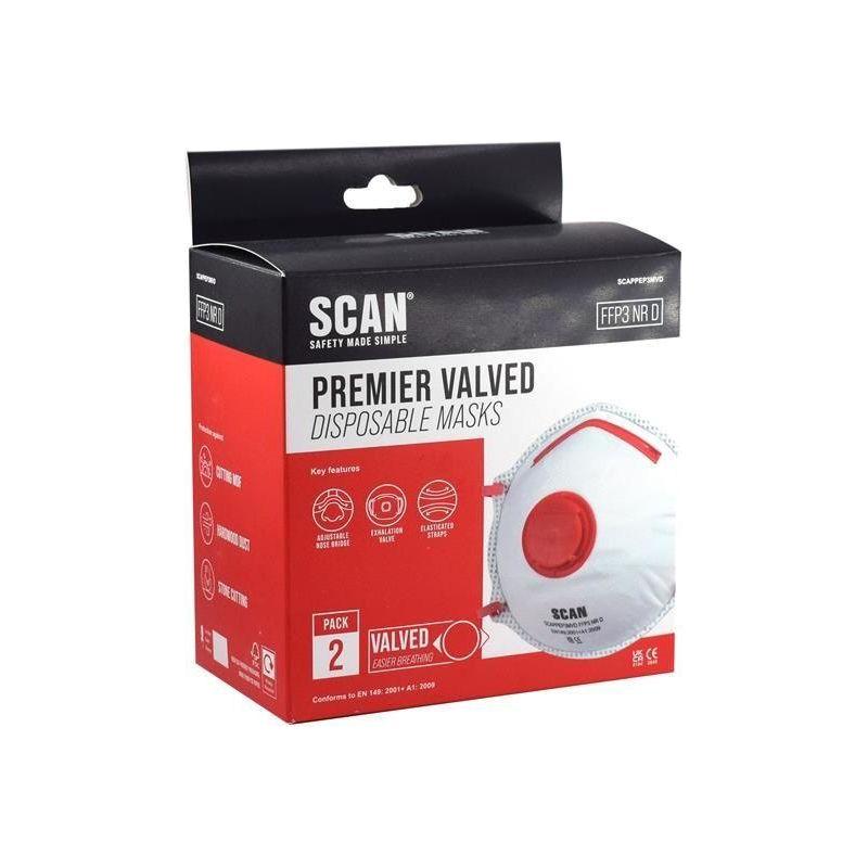 Scan Moulded Disposable Valved Masks FFP3 (Pack 2) Scan - RockBottom Nothampton