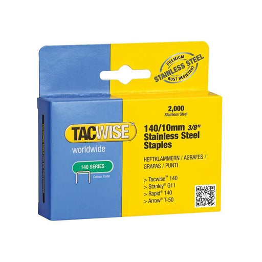Tacwise 140 Stainless Steel Staples 10mm (Pack 2000) Tacwise - RockBottom Northampton