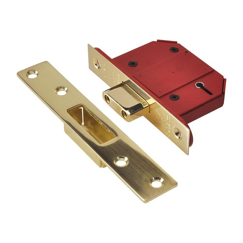 Union StrongBOLT 2100S BS 5 Lever Mortice Deadlock 68mm 2.5in Satin Brass Visi UNION - RockBottom Northampton