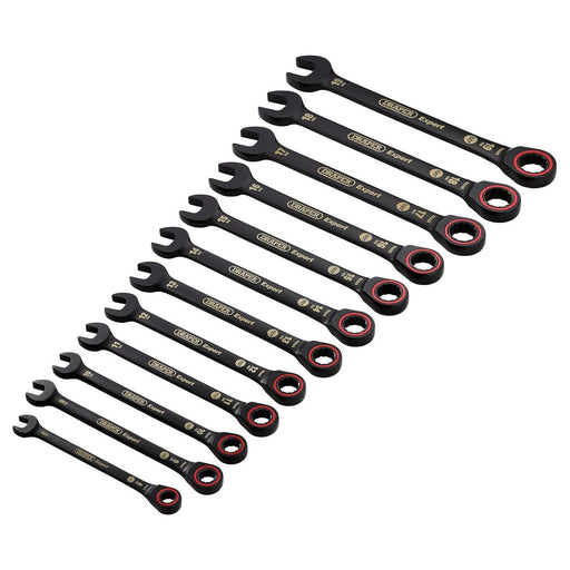 Draper Expert HI-TORQ Metric Ratchet Combination Spanner Set, Black (12 Piece) Draper - Town Tools