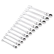 Draper HI-TORQ Metric Flexible Head Ratchet Combination Spanner Set (12 Piece) Draper - Town Tools