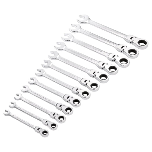 Draper HI-TORQ Metric Flexible Head Ratchet Combination Spanner Set (12 Piece) Draper - Town Tools