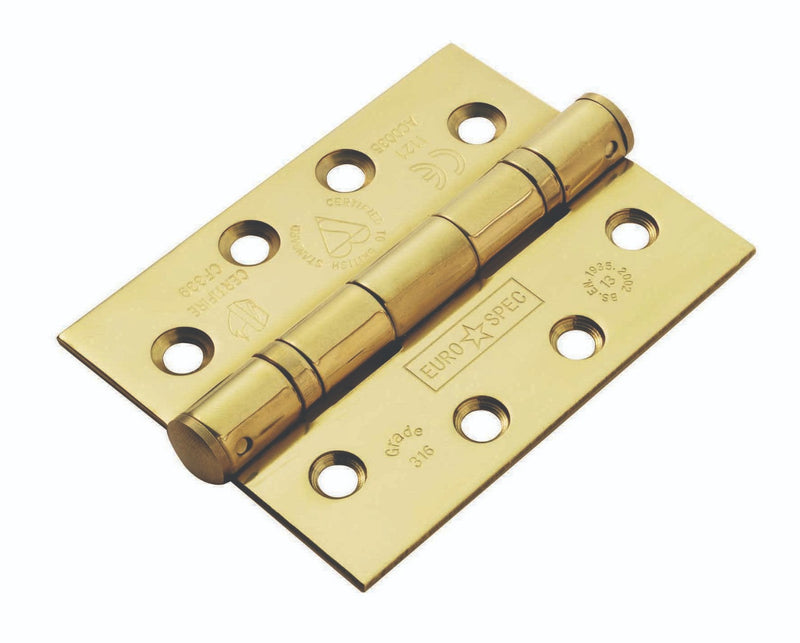 102 X 76 X 3Mm Ball Bearing Hinge - Grade 13 - 316 C/W Screws (Pair) - Stainless Brass