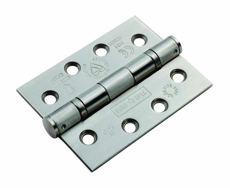102 X 76 X 3Mm Ball Bearing Hinge - Grade 13 - 316 C/W Screws (Pair) - Satin Stainless Steel