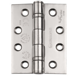 102 X 76 X 3Mm Ball Bearing Hinge - Grade 13 - 316 C/W Screws (Pair) - Bright Stainless Steel