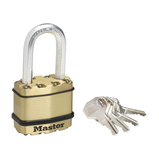 Master Lock Excell™ Brass Finish 45mm Padlock 4-Pin - 38mm Shackle Master Lock - RockBottom Northampton