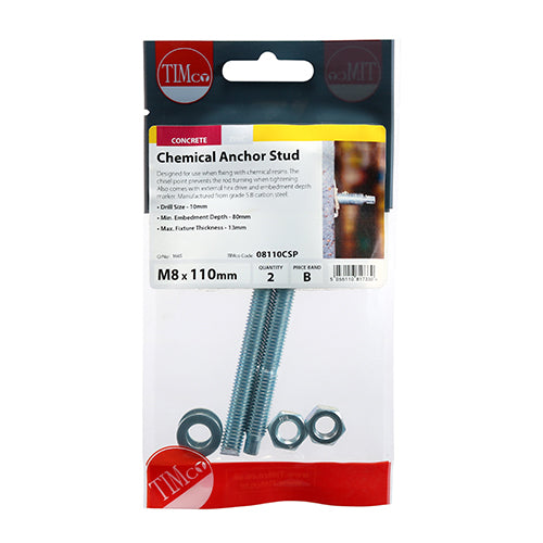 TIMCO Chemical Anchor Studs Silver — Trade Pack
