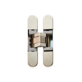 929 Stars 3D Concealed Hinge 76 X 14Mm Polished Nickel-Pozi Screws Not Supplied - Polished Nickel 76 x 14mm