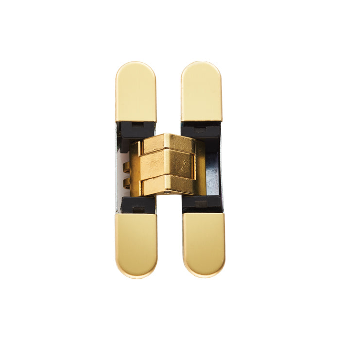 929 Stars 3D Concealed Hinge 76 X 14Mm Brass Plated - Screws Not Supplied - Brass Plated 76 x 14mm