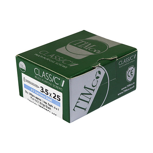 TIMCO Classic Multi-Purpose Countersunk A2 Stainless Steel Woodcrews — Box