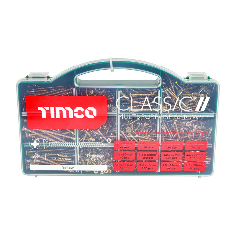 TIMCO Classic Multi-Purpose Countersunk Gold Woodscrews Assorted Case - 895pcs