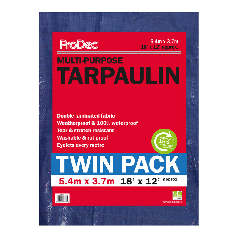 ProDec Twin Pack 18' x 12' Multi-Purpose Tarpaulins