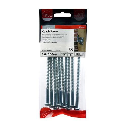 TIMCO Coach Screws Hex Head Silver — Trade Pack