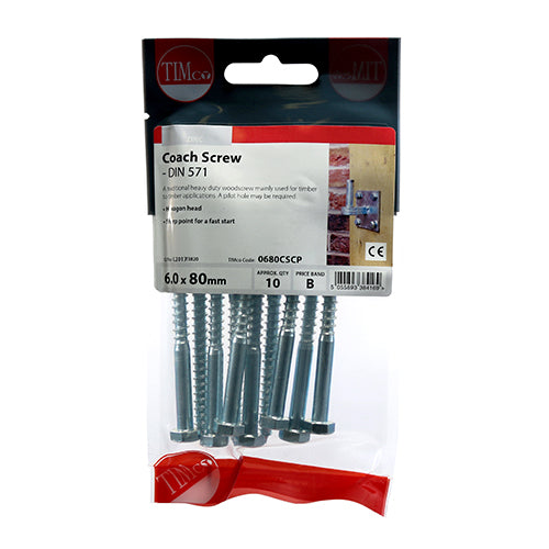 TIMCO Coach Screws Hex Head Silver — Trade Pack