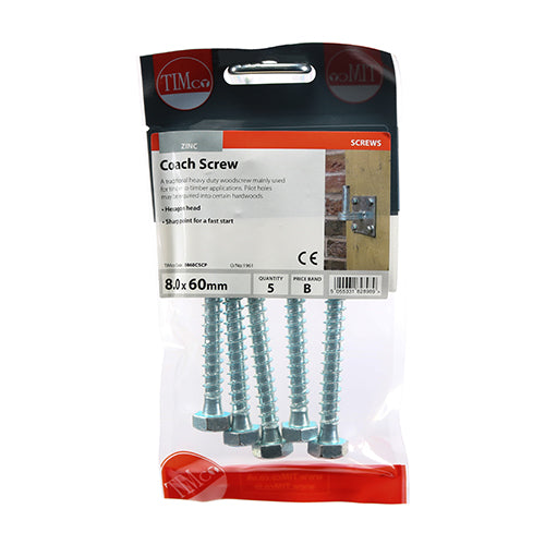 TIMCO Coach Screws Hex Head Silver — Trade Pack