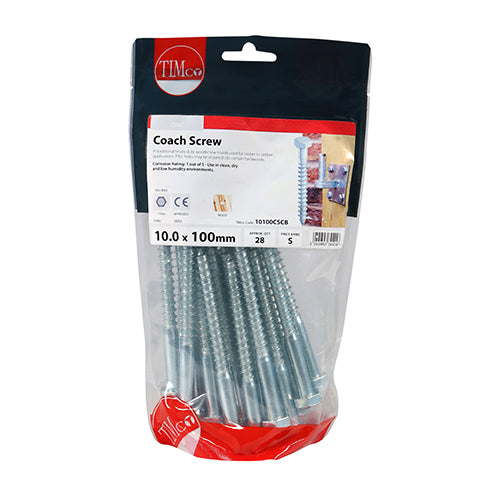 TIMCO Coach Screws Hex Head Silver — Bag