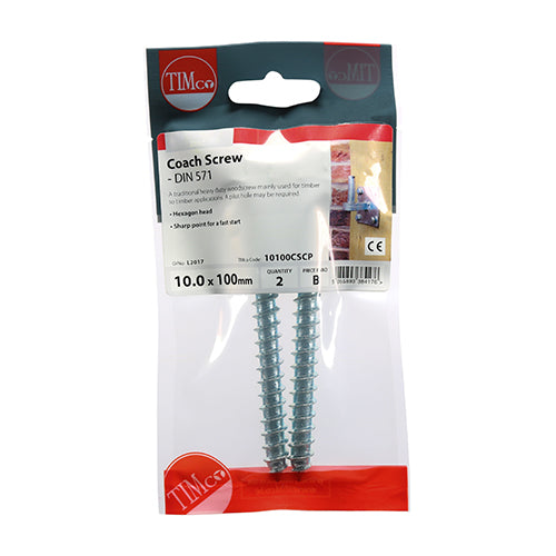 TIMCO Coach Screws Hex Head Silver — Trade Pack