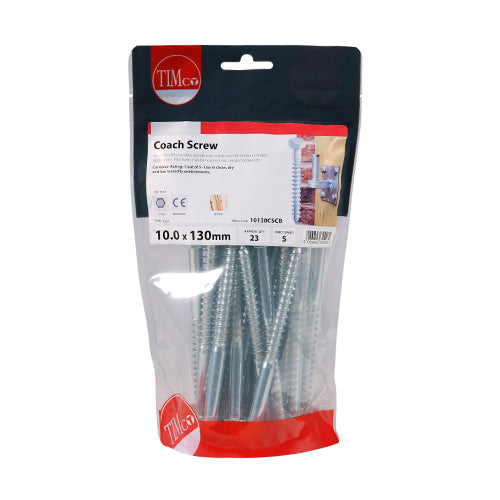 TIMCO Coach Screws Hex Head Silver — Bag