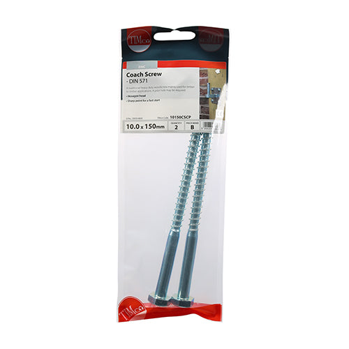 TIMCO Coach Screws Hex Head Silver — Trade Pack