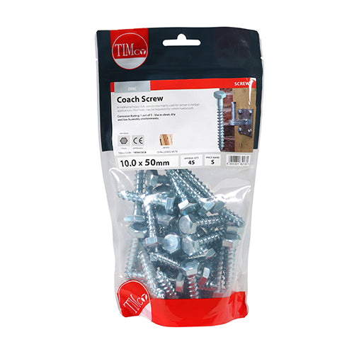 TIMCO Coach Screws Hex Head Silver — Bag