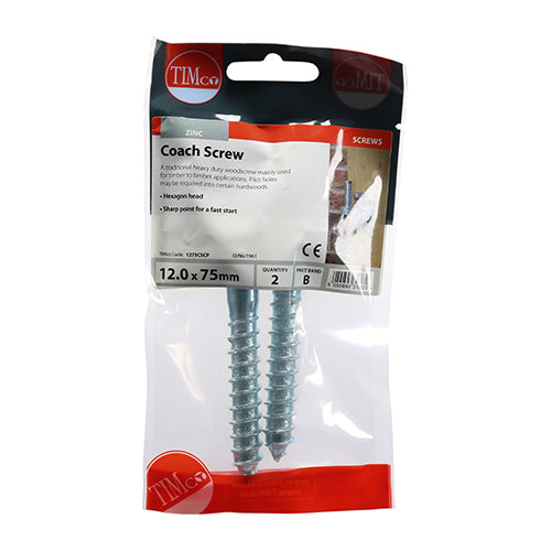 TIMCO Coach Screws Hex Head Silver — Trade Pack