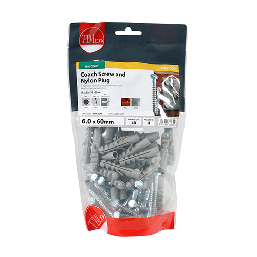TIMCO Coach Screws Hex Head Silver — Bag