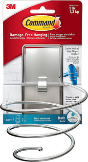 Command Bath Satin Nickel Hair Dryer Holder Bath39-SN