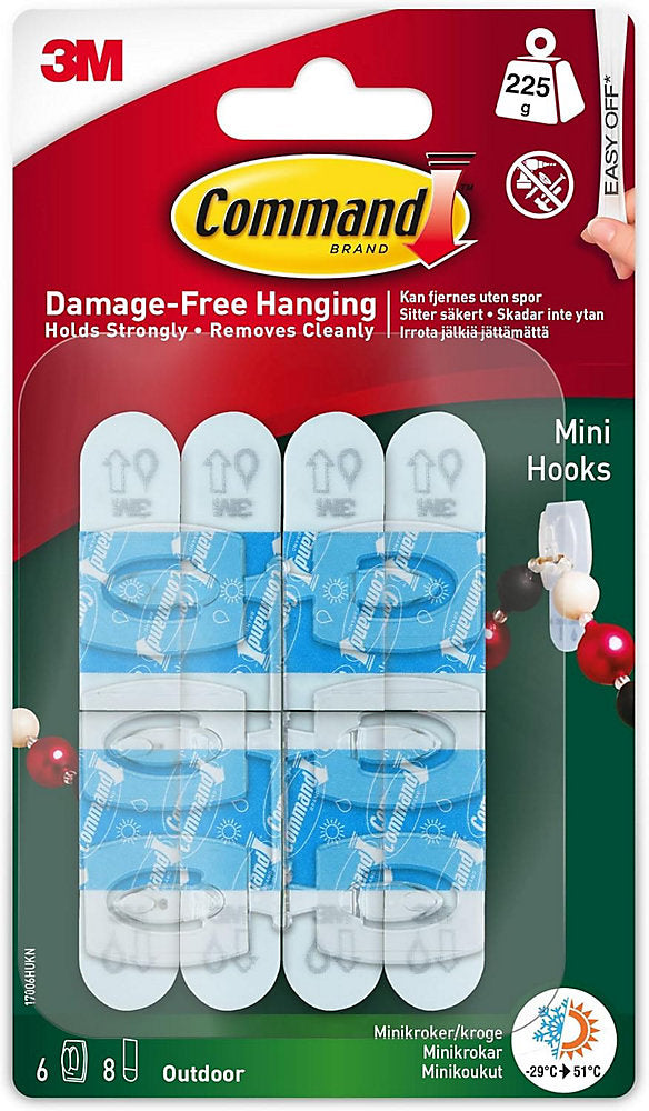 Command Outdoor Clear Mini Hooks 17006H-AW