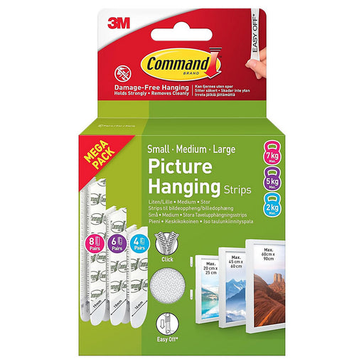 Command Picture Hanging Strips White 18 Pairs 36 Strips 8 Large 6 Medium 4 Small
