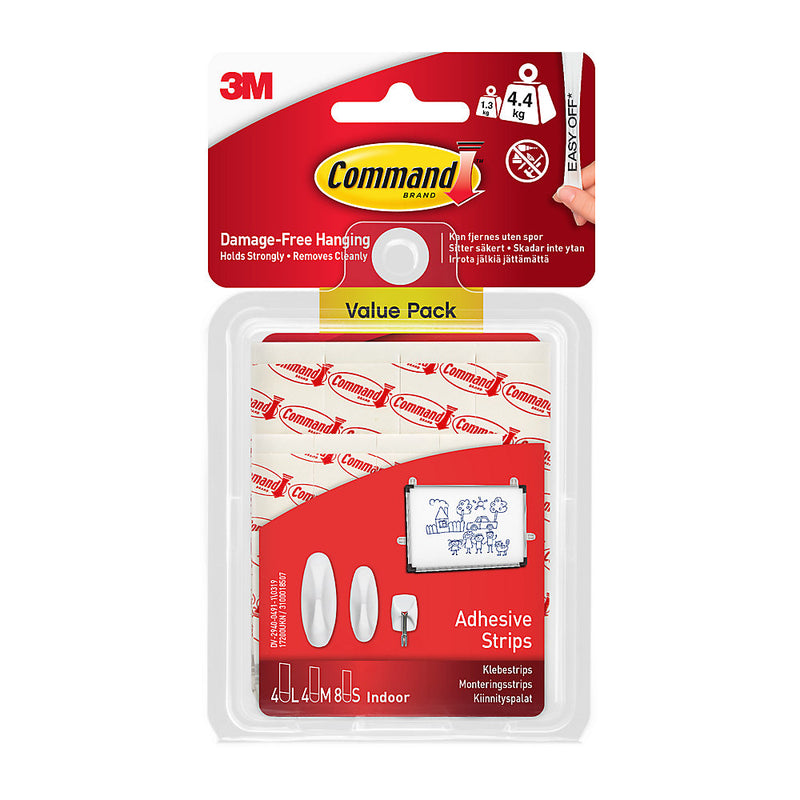 Command Small, medium & large White Replacement adhesive strip (Holds)4.4kg, Pack of 16