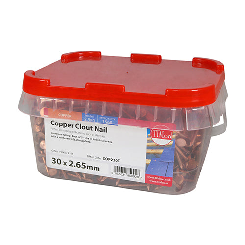 TIMCO Clout Nails Copper — 2kg Tub