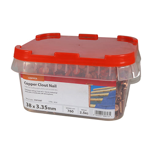 TIMCO Clout Nails Copper — 2kg Tub