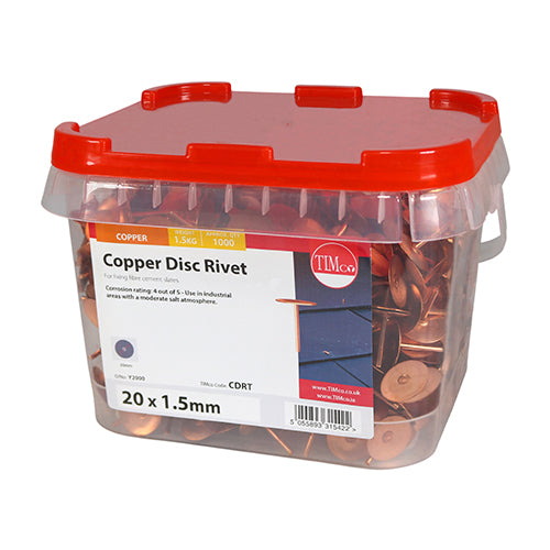 TIMCO Disc Rivets Copper — Tub