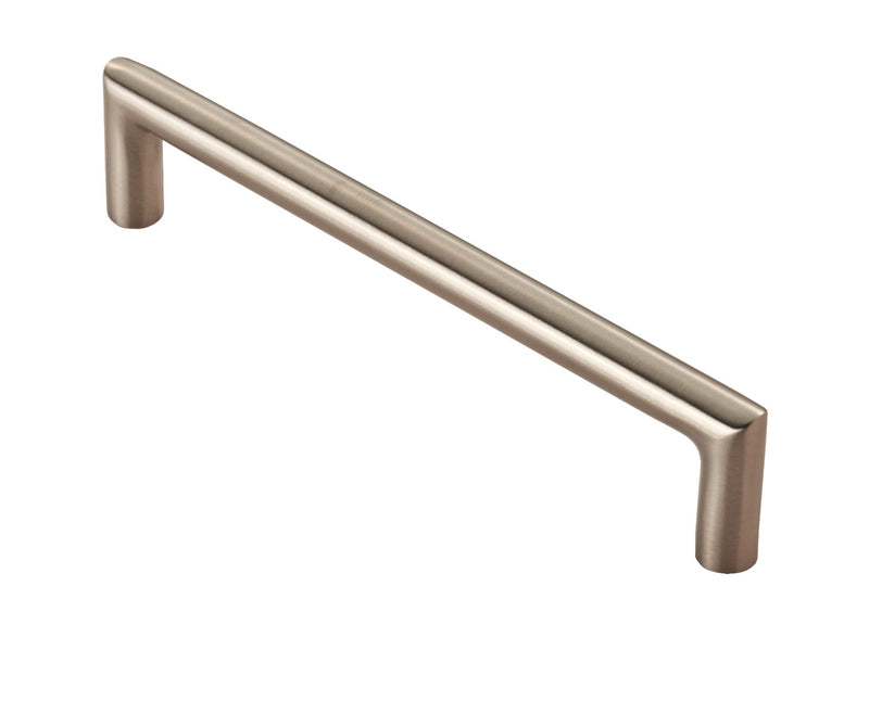 10Mm Dia. Mitred Pull Handle - 128Mm C/C - Bolt Through Fixing - Satin Stainless Steel 128