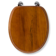 Croydex Antique Pine Effect Solid Wood Toilet Seat with Chrome Hinges