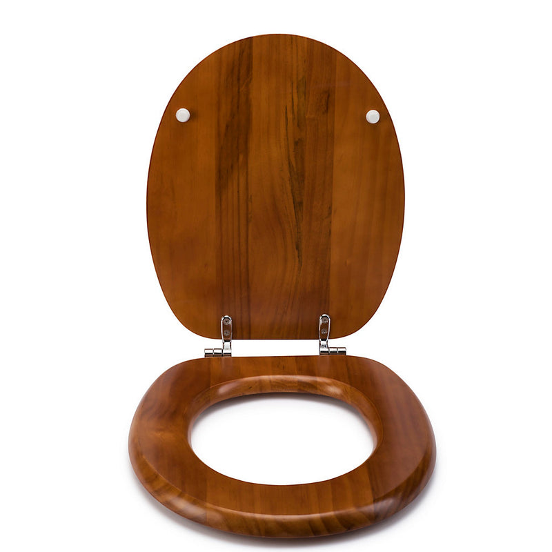 Croydex Antique Pine Effect Solid Wood Toilet Seat with Chrome Hinges