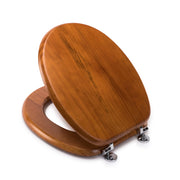 Croydex Antique Pine Effect Solid Wood Toilet Seat with Chrome Hinges